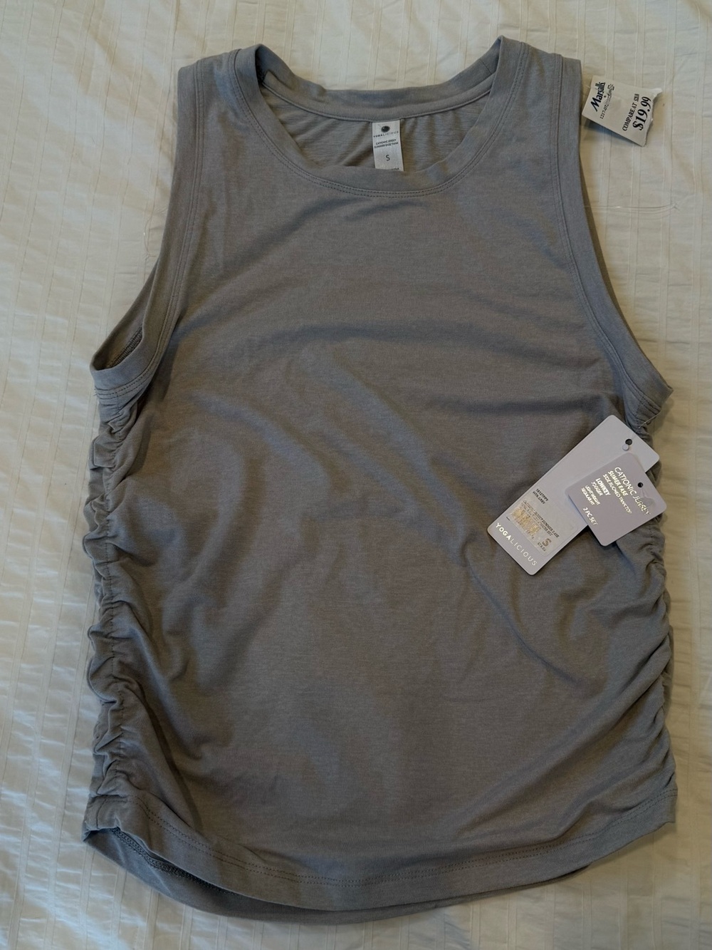 Yogalicious Gray Ruched Side Tank Top NWT